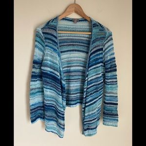 J.Jill Gorgeous teal navy light blue cardigan